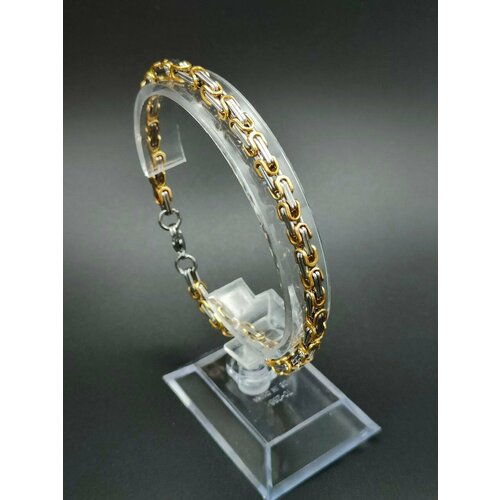 фото Браслет-цепочка, металл, 1 шт., размер 22.5 см, размер one size, диаметр 7 см, золотой, белый reniva