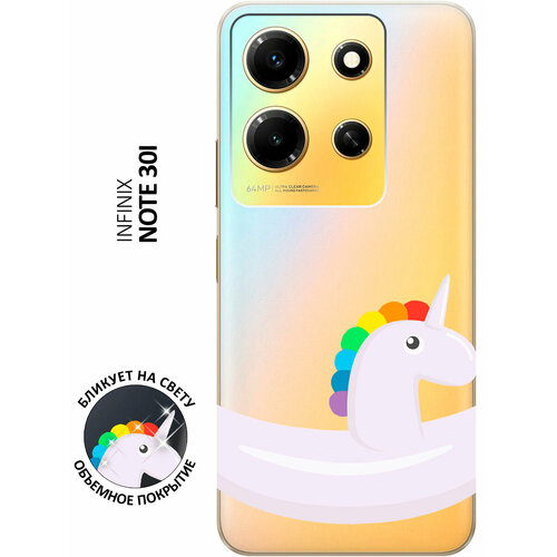 Силиконовый чехол с принтом Unicorn Swim Ring для Infinix Note 30i / Инфиникс Ноут 30ай силиконовый чехол с принтом space stickers для infinix note 30i инфиникс ноут 30ай