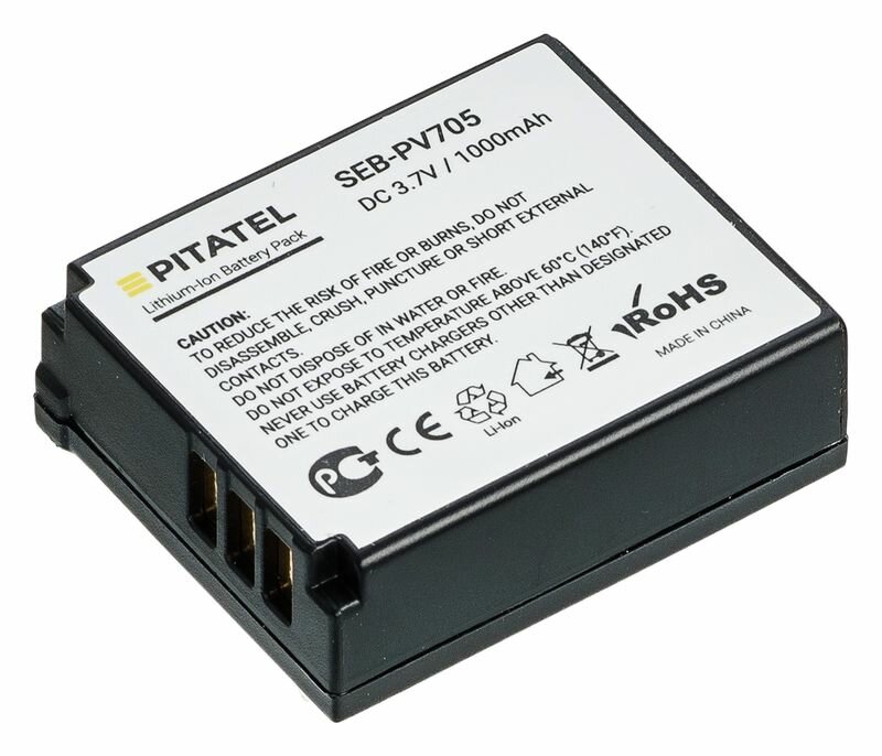 Аккумулятор Pitatel SEB-PV705 для Panasonic Lumix DMC-TZ1, TZ2, TZ3, TZ4, TZ5, 1000mAh