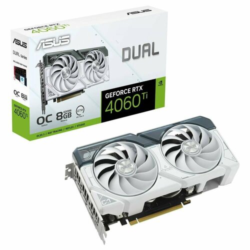 Видеокарта ASUS DUAL-RTX4060TI-O8G-WHITE RTX4060TI HDMI1 DP38G D6 5231100₽