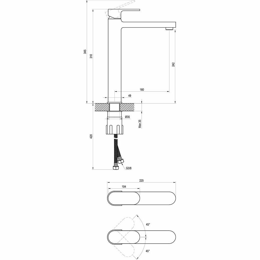 Chrome-CR 015.00 X070100 Смеситель для умывальника (3/8", однозахватный, картридж) Ravak - фото №19