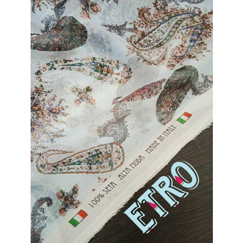 Ткань Натуральный шелк Шифон ETRO , Италия , отрез длина 1,0*ширина1,40