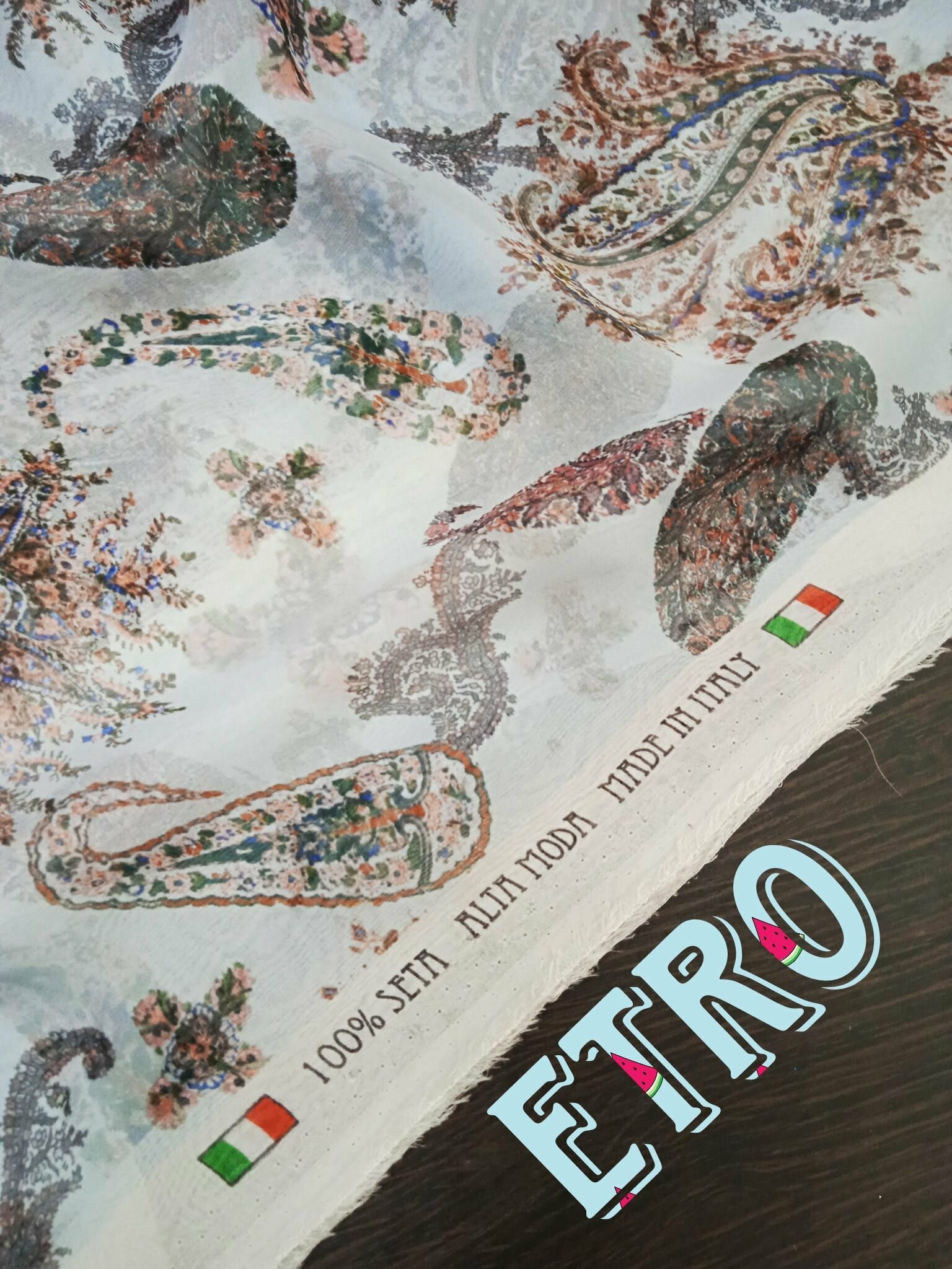 Ткань Натуральный шелк Шифон ETRO , Италия , отрез длина 1,0*ширина1,40