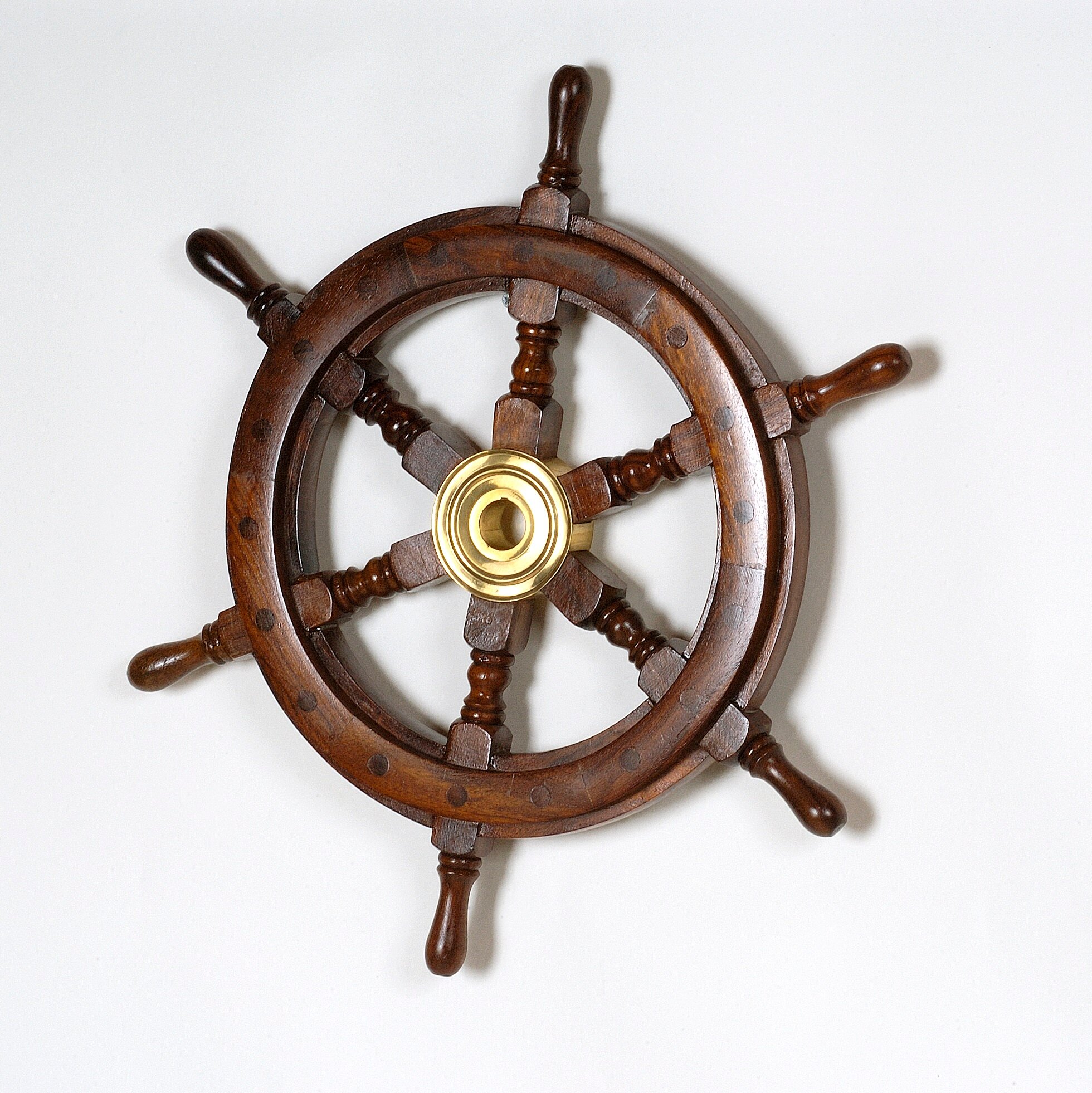 Штурвал корабельный декоративный деревянный, диаметр 47см