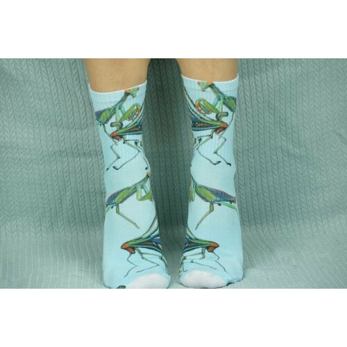 фото Носки cotton print, размер 41/45, бежевый, синий хлопковые cotton print