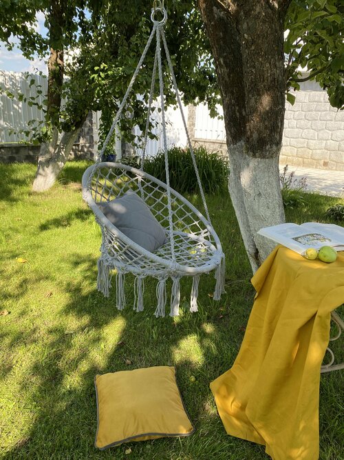Кресло гамак подвесное садовое для отдыха гелеос КГП82400С, размер 62х48х116см, серый, для дома и дачи