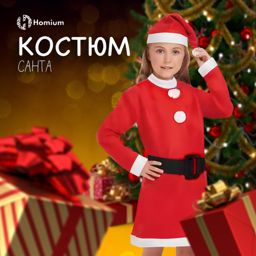 Костюм карнавальный Homium для девочек Санта Клаус, цвет красный, 2 предмета карнавальный костюм сказочного деда мороза