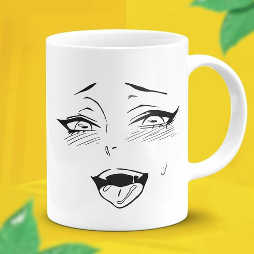 Кружка мем аниме с надписью приколом большая Ахегао тян