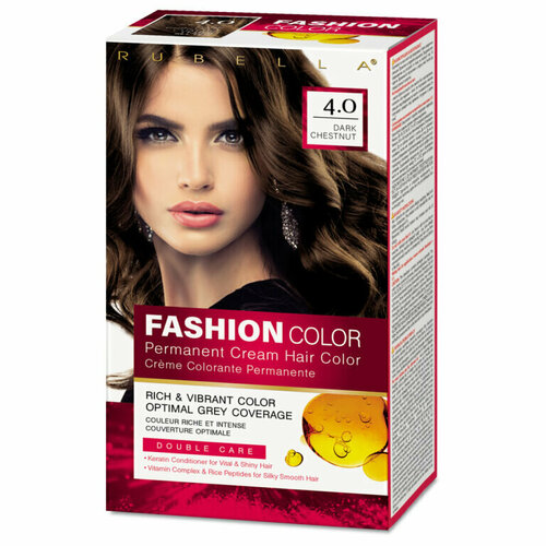 rubella fashion color краска для волос тон 7 5 copper red 50мл RUBELLA Fashion Color Краска для волос тон 4.0 Dark Chestnut 50мл