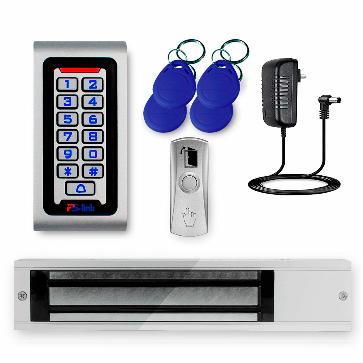 Комплект системы контроля доступа СКУД на одну дверь PS-link S601EM-WP-W-280 / магнитный замок на 280 кг / кодовая панель / RFID / WIFI