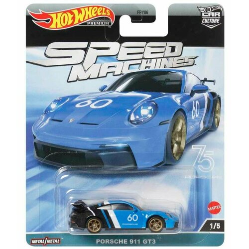 Коллекционная Premium машинка Hot Wheels Porsche 911 GT3 Shark Blue (коллекция Car Culture 2023, серия Speed Machines, 1/5) конструктор playmobil 70764 porsche 911 gt3 cup