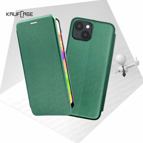 Чехол книжка KaufCase для телефона Apple iPhone 15 Plus (6.7), темно-зеленый. Трансфомер чехол книжка kaufcase для телефона apple iphone 7 plus 8 plus 5 5 бордовый трансфомер