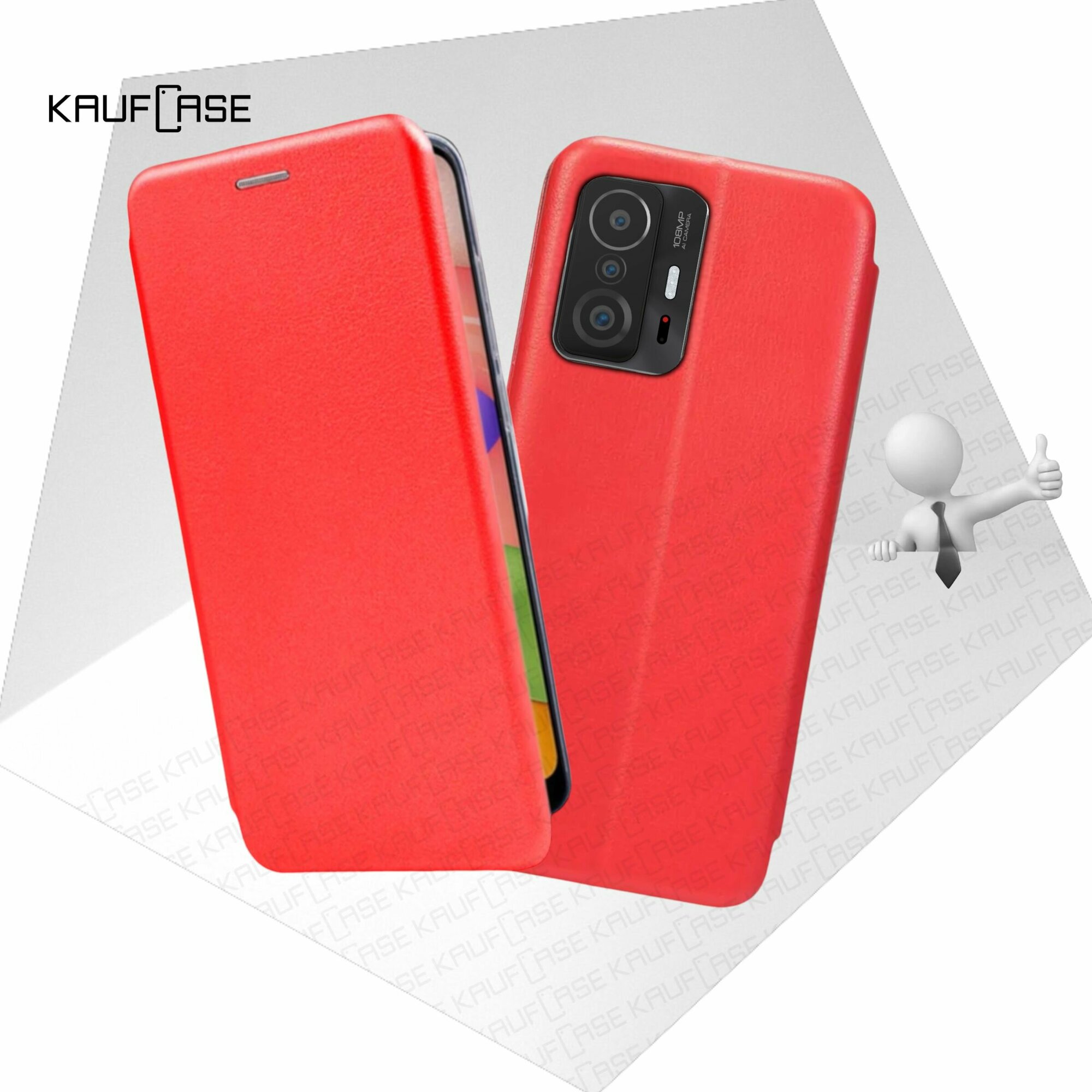 Чехол книжка KaufCase для телефона Xiaomi 11T /11T Pro (6.67"), красный. Трансфомер