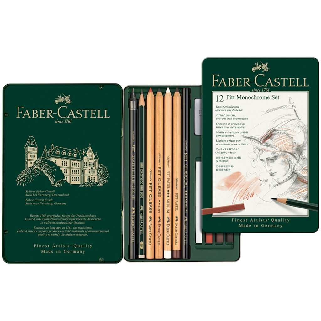 Специальный набор Faber-Castell Pitt Monochrome металлическая коробка 12 предметов - фото №20