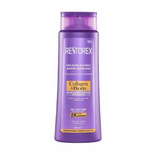 Шампунь для объема и здорового роста волос с коллагеном и биотином Restorex Collagen & Biotin Volumizing Care Shampoo