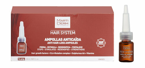 Ампулы против выпадения волос Martiderm Hair System 3GF Anti HairLoss Ampoules