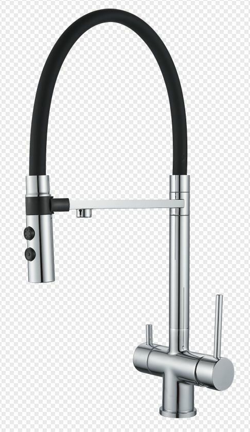 фото Смеситель для кухни OUTE с гибким изливом на магните и дополнительным выводом под фильтр хром