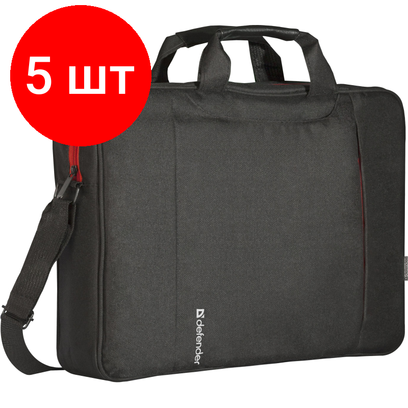 Комплект 5 штук Сумка для ноутбука Defender Geek 15.6 черный карман