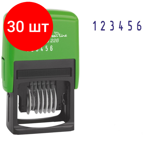 Комплект 30 штук, Нумератор 6-и раз. высота шрифта 4мм S226 ЭКО Green Line Colop