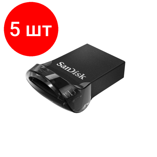 Комплект 5 штук, Флеш-память SanDisk Ultra Fit, 64Gb, USB 3.1 G1, чер, SDCZ430-064G-G46 флеш память sandisk ultra dual drive 64gb usb 3 0 micusb sddd3 064g g46