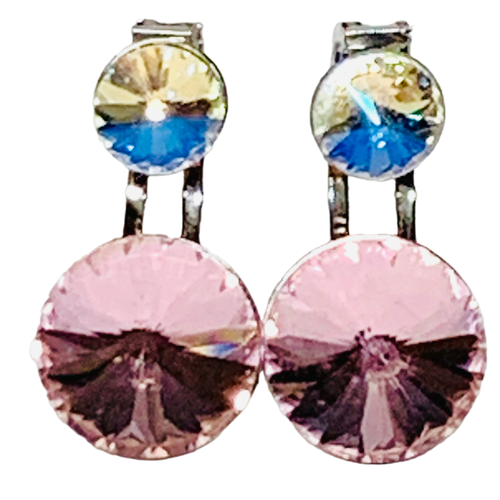 фото Серьги пусеты transformer, кристаллы swarovski, розовый, бесцветный my lollipop