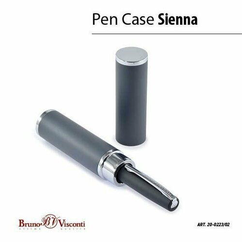 Ручка шариковая поворотная, 1.0 мм, Bruno Visconti SIENNA, стержень синий, серый металлический корпус, в металлическом тубусе