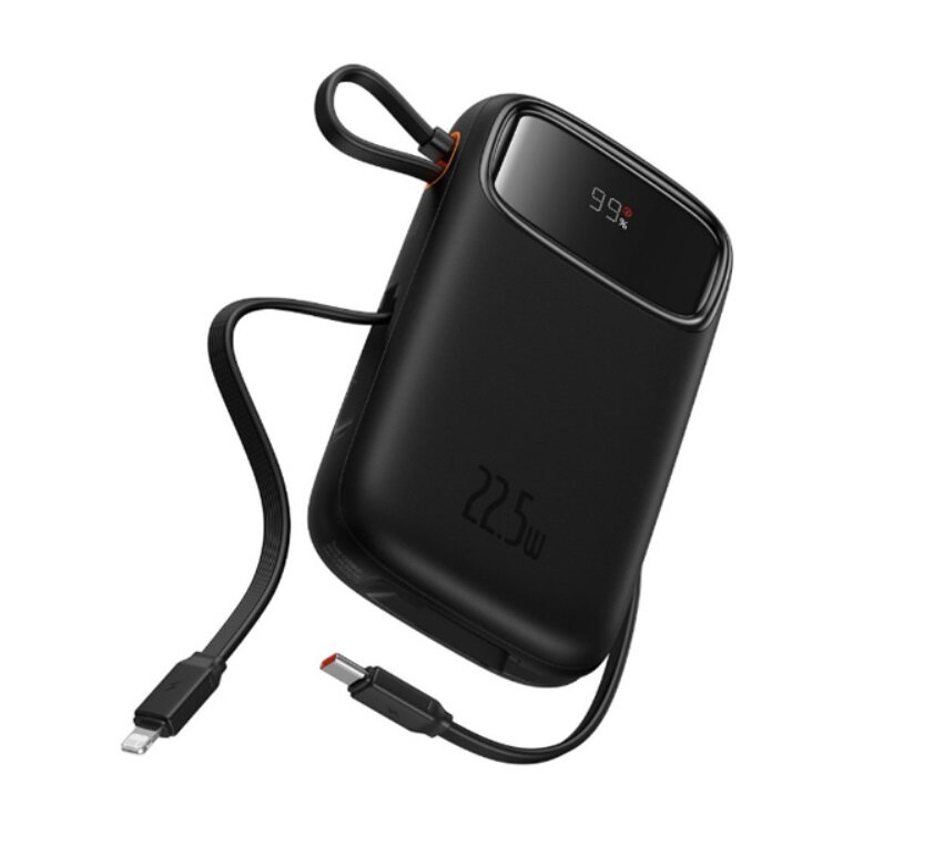 Портативный аккумулятор Baseus QPow2 Dual Fast Charging Cables 20W & 22.5W, 20000 mAh, с кабелем Type-C/Lightning, Черный