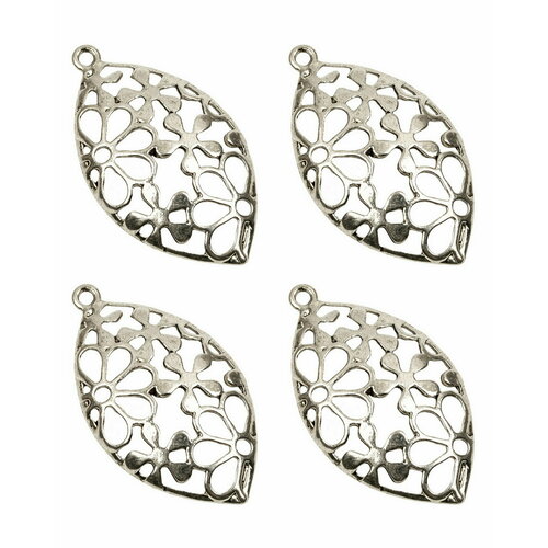 Подвеска филигранные цветы 43х24х5 мм, сплав олова с покрытием 