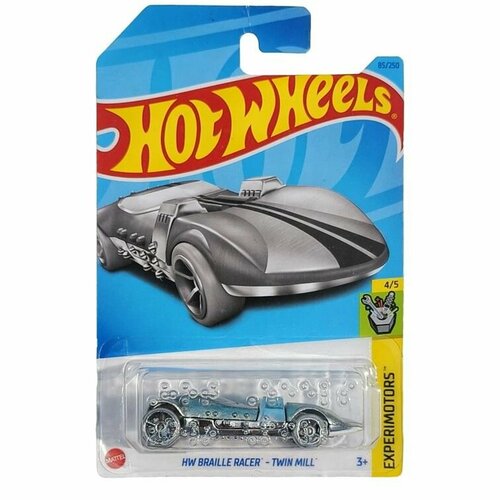 HKK74 Машинка игрушка Hot Wheels металлическая коллекционная HW Braille Racer Twin Mill серебристый hot wheels машинка базовой коллекции hw braille racer twin mill серебристая 5785 hkk74