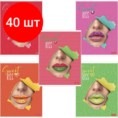 комплект 40 шт тетрадь а5 48 л hatber скоба клетка матовая ламинация 3d лак sweet kiss 5 видов в спайке 48т5лолв1 Комплект 40 шт, Тетрадь А5, 48 л, HATBER, скоба, клетка, матовая ламинация, 3D-лак, Sweet kiss (5 видов в спайке), 48Т5лолВ1