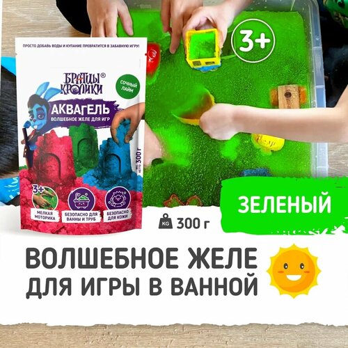 Аквагель желе для ванны, братцы кролики, зеленое, 300 гр