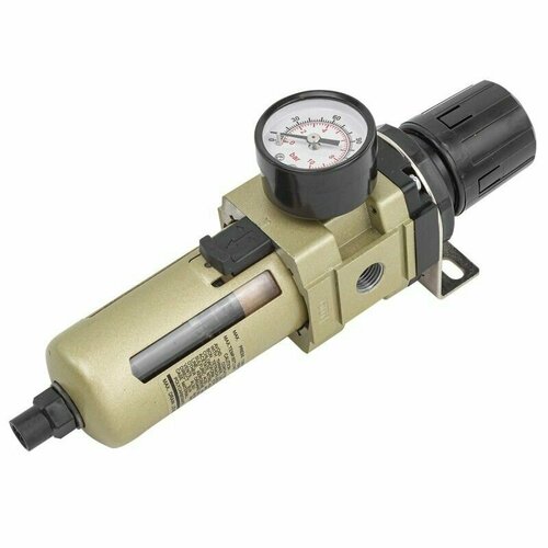 Фильтр-регулятор с индикатором давления для пневмосистем 1/4(автоматич. слив,10Мк, 2000 л/мин, 0-10bar, раб. температура 5 -60 )