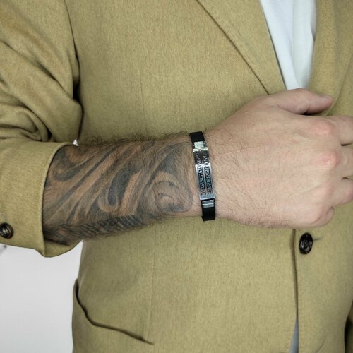 фото Браслет, металл, серебряный, черный нет бренда