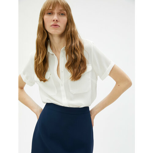 фото Рубашка koton, размер 46, белый, бежевый