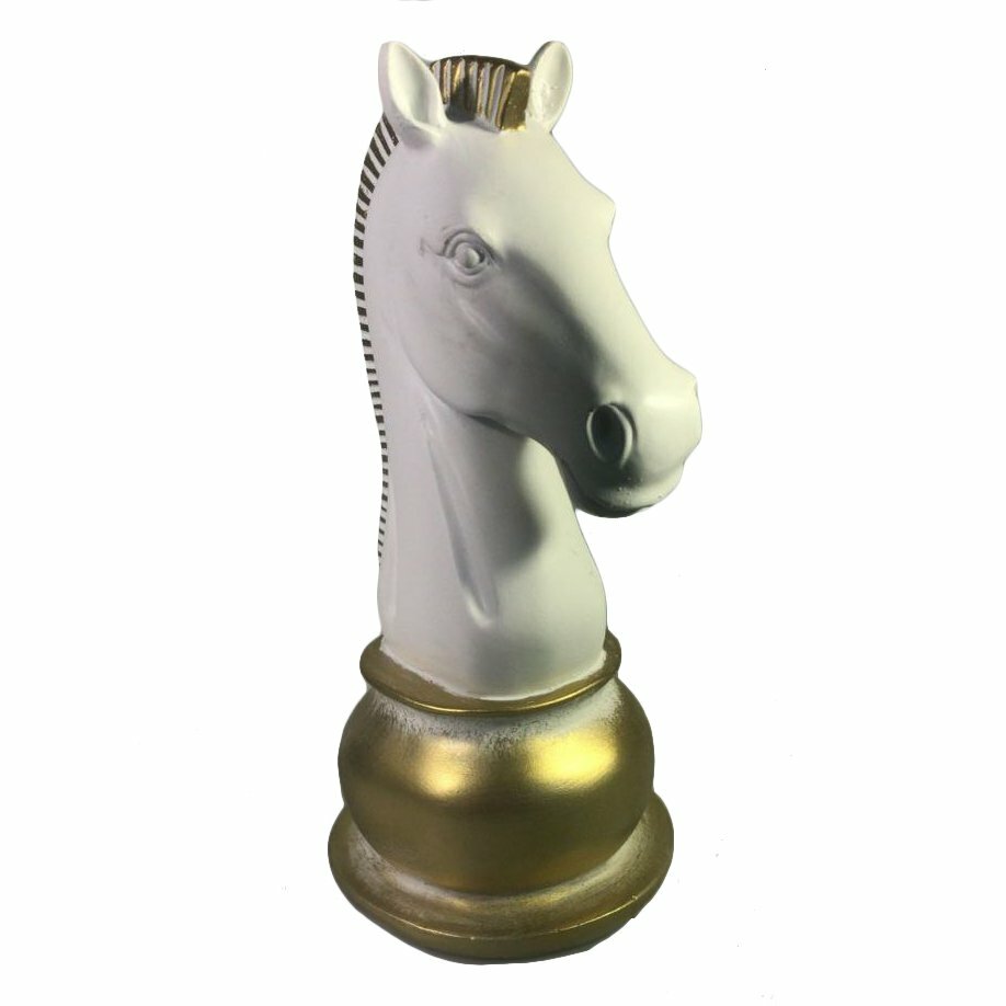Фигура декоративная Шахматный конь, цв. белый 9.5х9.5х19 см KSMR-718392/I150