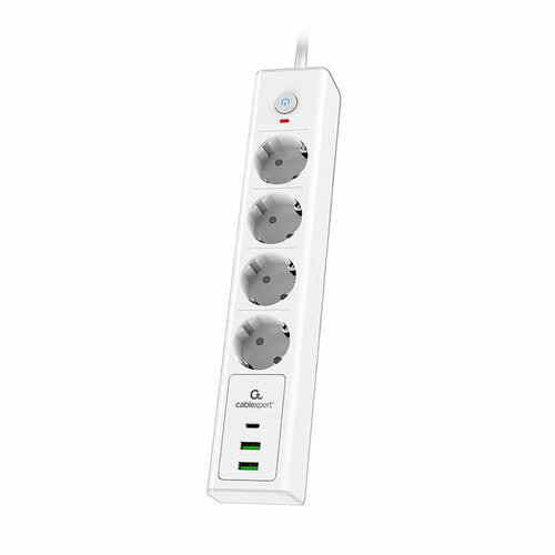 Сетевой фильтр Gembird Cablexpert Exnovo 4 Sockets 1xType-C PD 2хUSB 2m White EXN-4-CU2-W-2