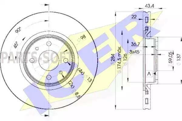 ICER 78BD03562 78BD0356-2_к-кт дисков тормозных передних! 2шт.\ Alfa Romeo, Fiat Croma 2.0T/2.5 92>