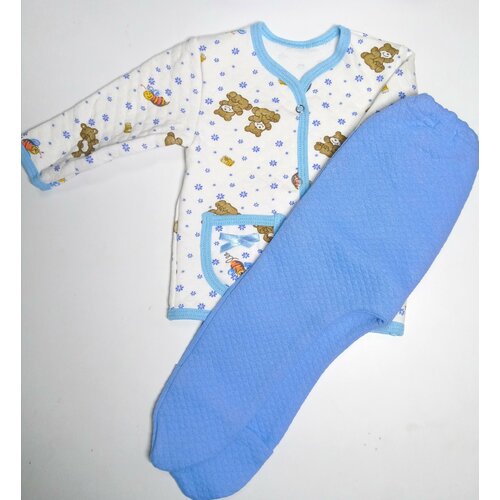 Комплект ПАПА МАМА, размер 20/62-68, голубой пижамка для маленьких модников от бренда папа мама