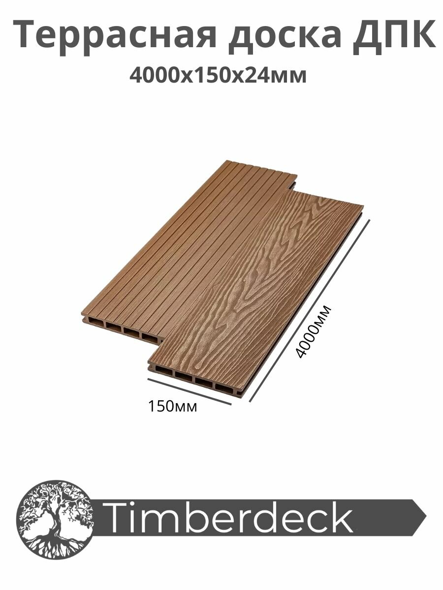 фото Террасная доска ДПК Timberdeck, Praktik New, Орех, 4000х150х24мм.
