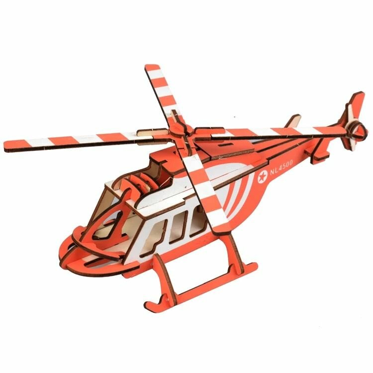 3D puzzle Сборная модель / деревянный конструктор - вертолёт "Bell 206 Jet Ranger"