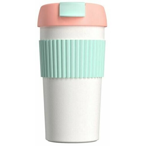 Термостакан -непроливайка KissKissFish Rainbow Vacuum Coffee Tumbler S-U45C-209 490мл, цвет: розовый/светло-зелёный/белый