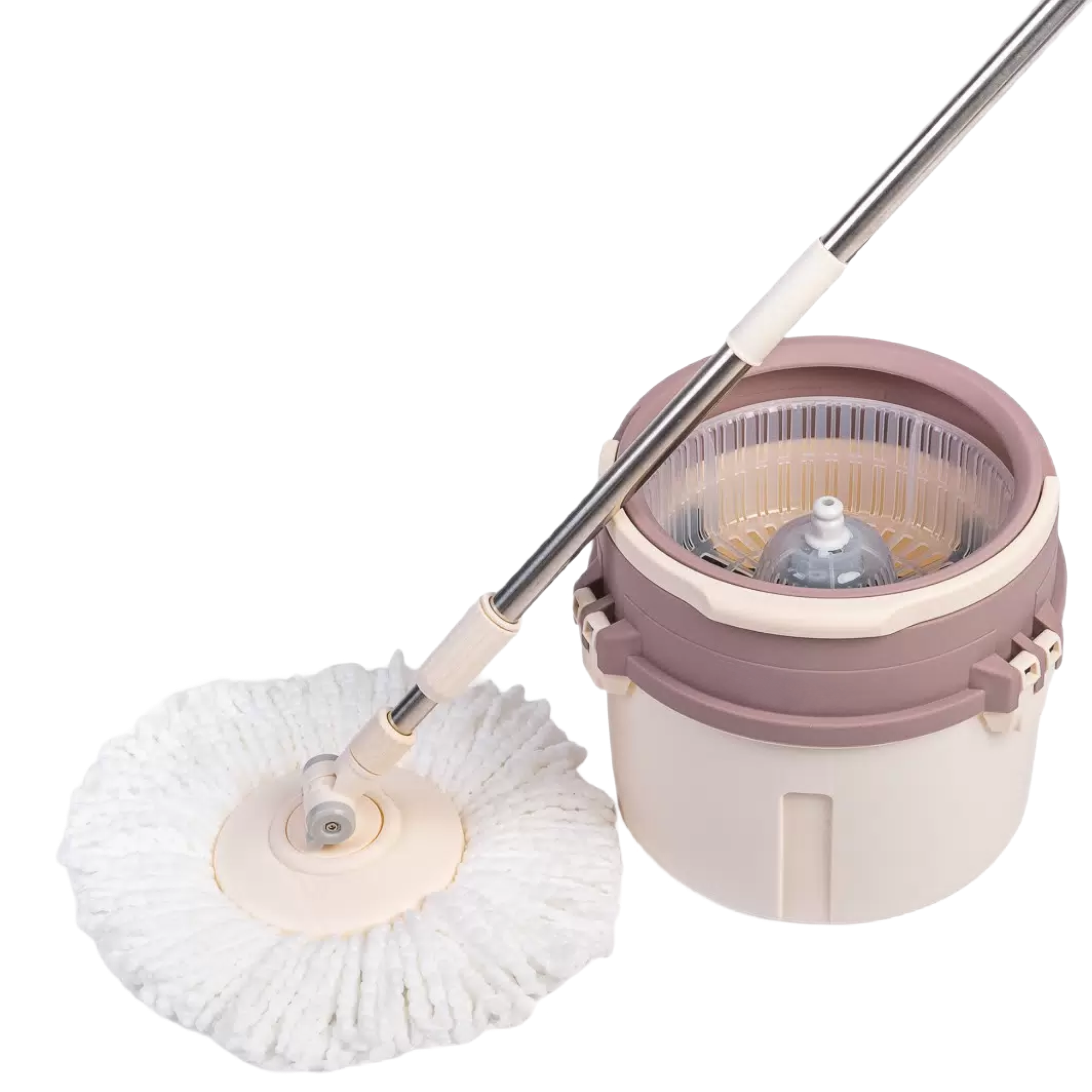 фото Швабра с отжимом и ведром, бежевый