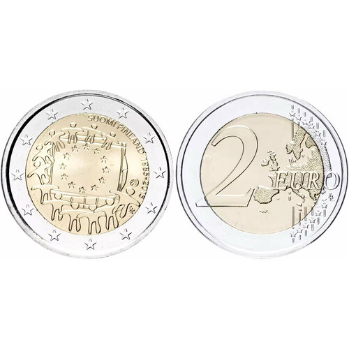 Финляндия 2 евро, 2015 30 лет флагу Европейского союза UNC финляндия 2 евро 2011 200 лет банку финляндии