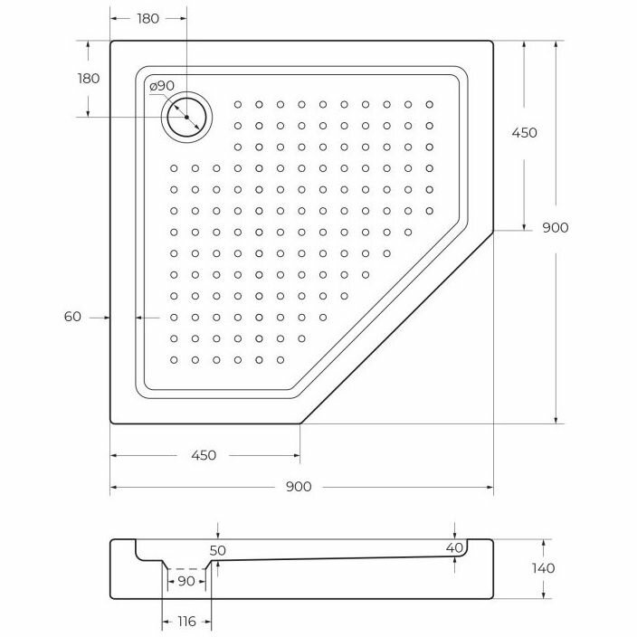 Душевой поддон Cezares Tray-A-P-90-15-W0 акриловый без сифона цвет белый 90х90х15 см