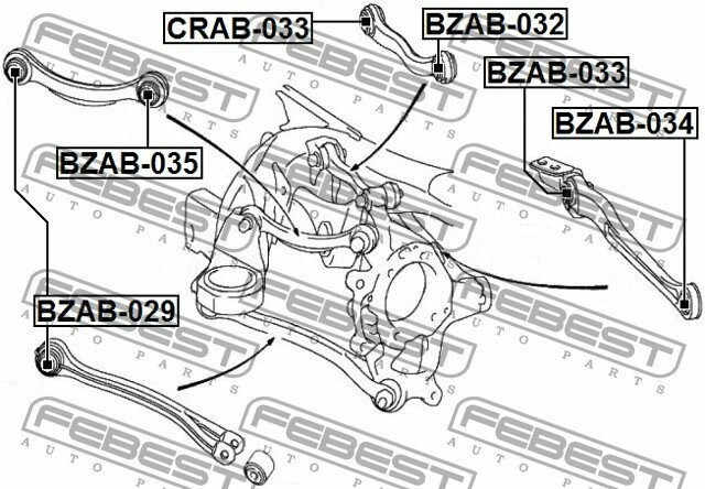 Сайлентблок подвески, BZAB033 FEBEST BZAB-033