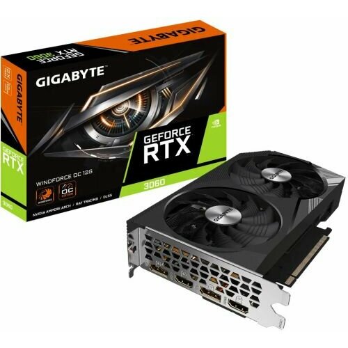 Видеокарта PCI-E GIGABYTE GeForce RTX 3060 WINDFORCE OC (GV-N3060WF2OC-12GD 2.0) 12GB GDDR6 192bit 8nm 1777/15000MHz 2*HDMI/2*DP видеокарта pci e biostar radeon rx 6700 xt oc va67s6tml9 12gb gddr6 192bit 7nm 2330 16000mhz hdmi 3 dp