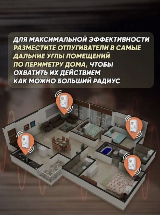Ультразвуковой отпугиватель RZ-460 /радиус 200 метров/от насекомых и грызунов/белый — фото 8