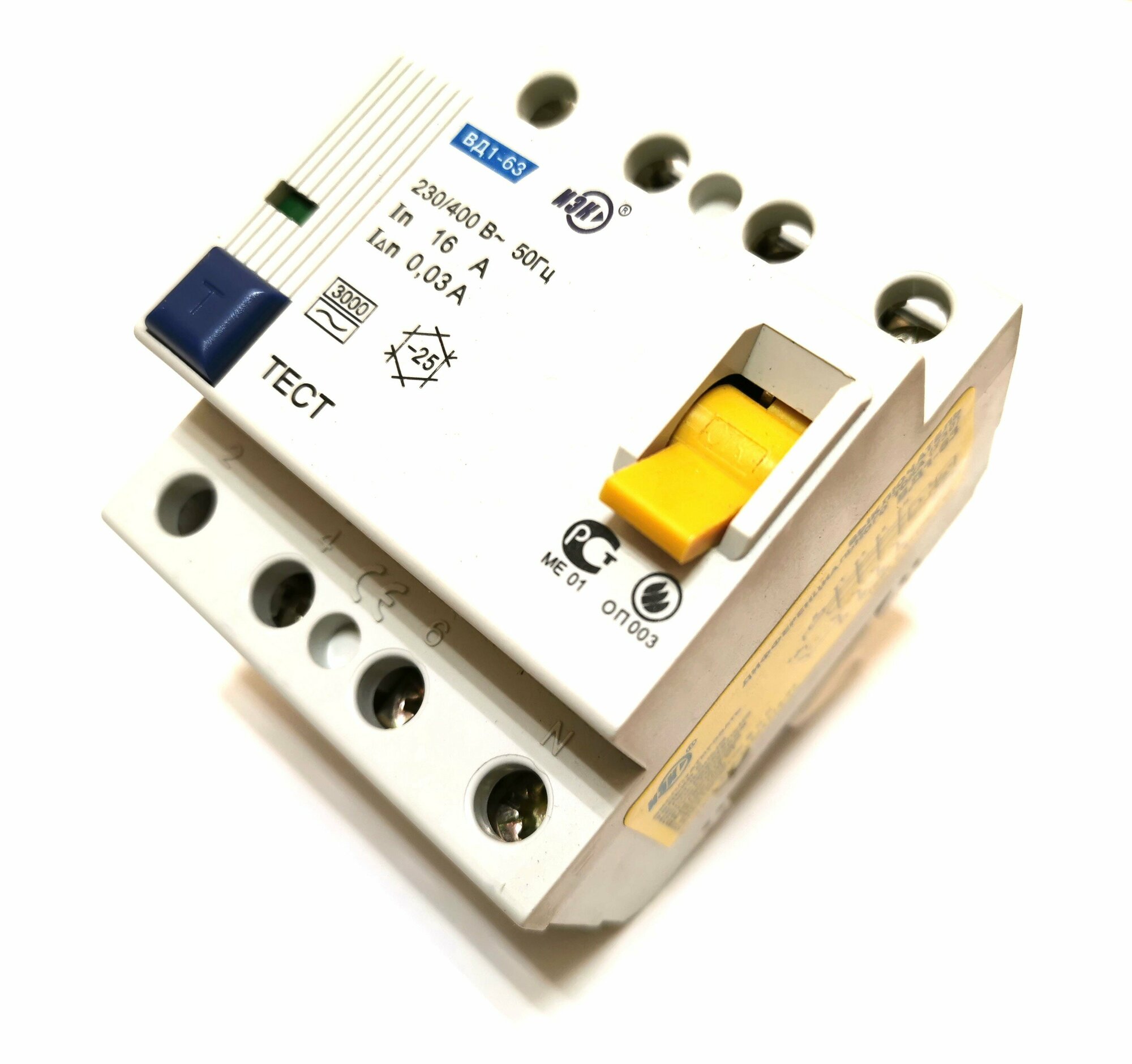 УЗО IEK 30мА тип AC ВД1-63 4 полюса 16 А