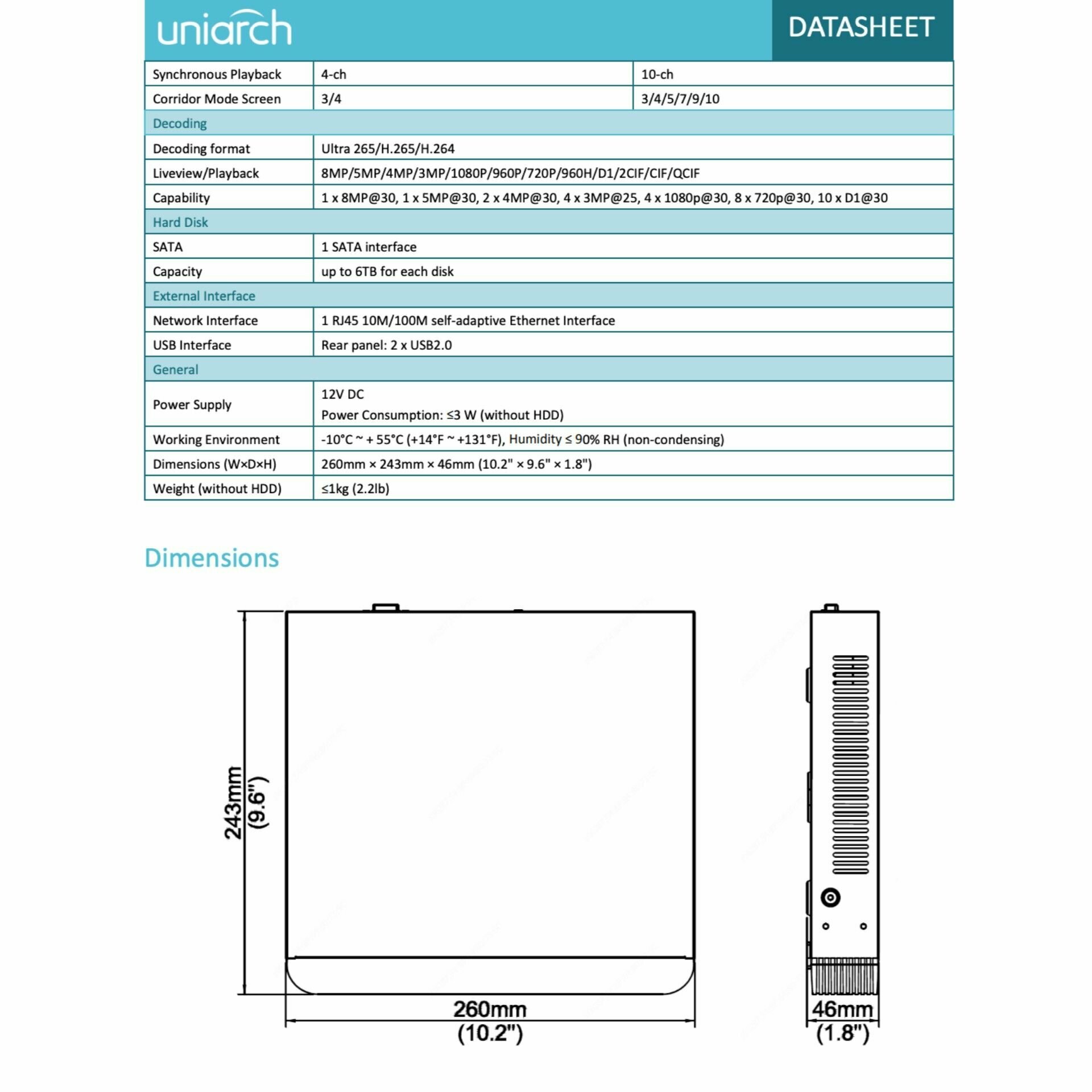 Видеорегистратор Uniarch NVR-104E2