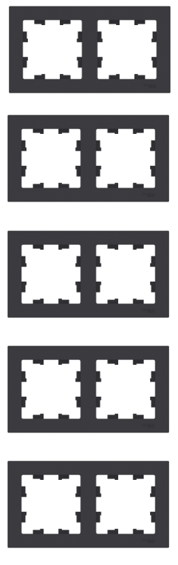 Рамка 2-постовая, универсальная, Schneider Electric/Systeme Electric AtlasDesign, карбон(чёрный матовый) ATN001002 (комплект 5 шт.)